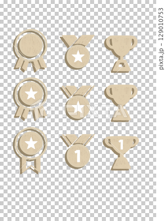 シンプルなメダルと優勝カップのセット 129010753