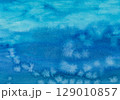 Ocean watercolor depth. Sea dark blue texture. Indigo blue background. Ethereal sea. Liquid watercolor. 129010857