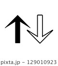 シンプルな白黒の矢印アイコン 129010923