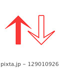 シンプルな赤色の矢印アイコン 129010926