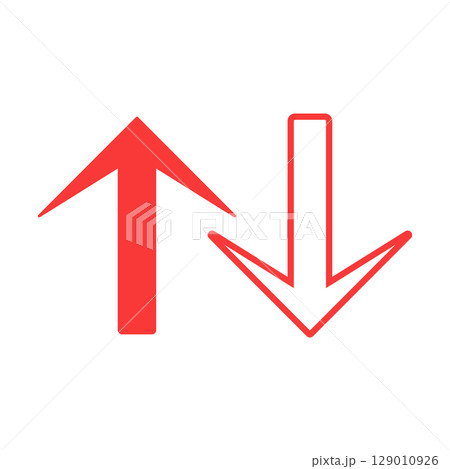 シンプルな赤色の矢印アイコン シンプルな赤色の矢印アイコン 129010926