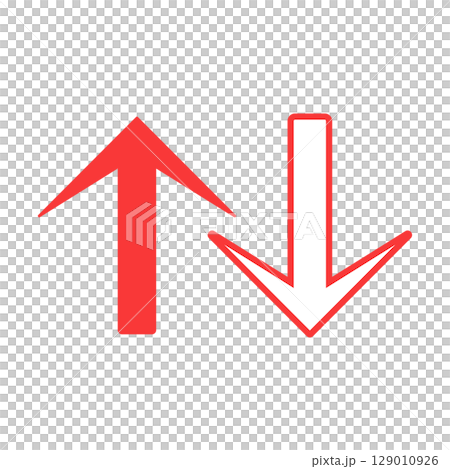 シンプルな赤色の矢印アイコン シンプルな赤色の矢印アイコン 129010926