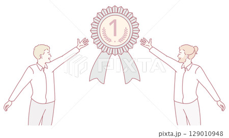 We proudly celebrate a remarkable achievement with a beautiful First Place Award Ribbon 129010948