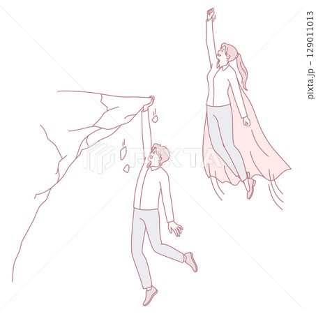 A Heroic Scene of Support and Empowerment Depicting a Journey Towards Strength and Success 129011013