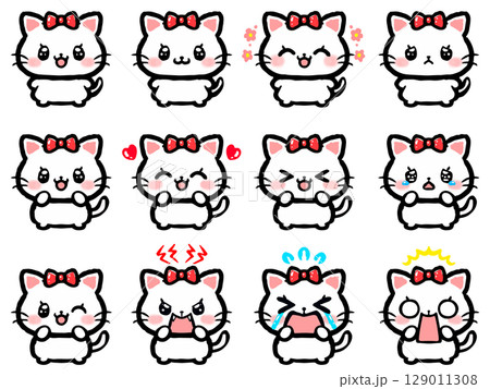 かわいい雌猫の落書き風イラスト素材セット 129011308