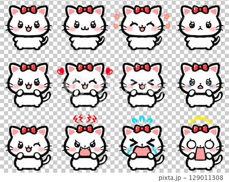 かわいい雌猫の落書き風イラスト素材セット 129011308