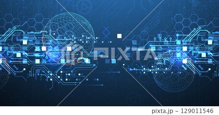 Abstract circuit board background with sphere. Hi-tech digital technology concept. Vector. Abstract circuit board background with sphere. Hi-tech digital technology concept. Vector. 129011546