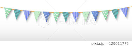 Party bunting garland with triangular flags Party bunting garland with triangular flags 129011773