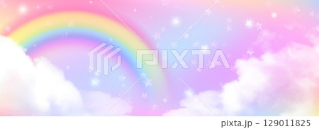 Magical unicorn sky with rainbow and clouds Magical unicorn sky with rainbow and clouds 129011825