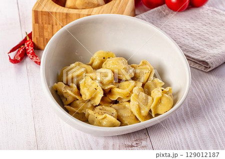 Tasty Russian dumplings with meat 129012187