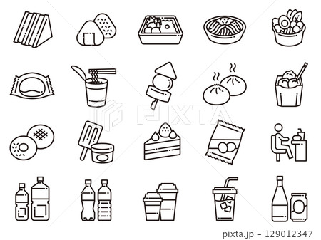 コンビニ関連アイコン01　Convenience Store icons 129012347