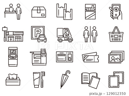 コンビニ関連アイコン04　Convenience Store icons 129012350