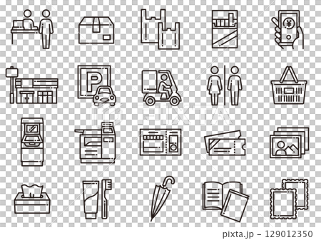 コンビニ関連アイコン04　Convenience Store icons 129012350