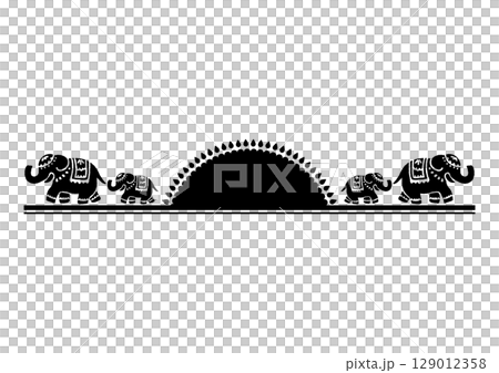 アジア風の装飾。象のイラスト。 129012358