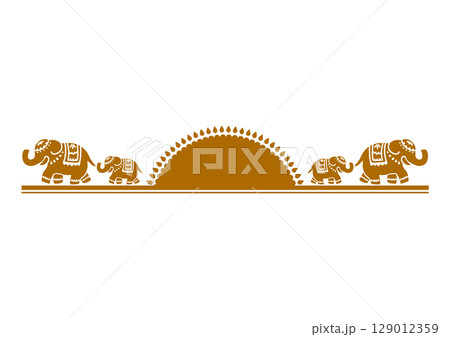 アジア風の装飾。象のイラスト。 129012359