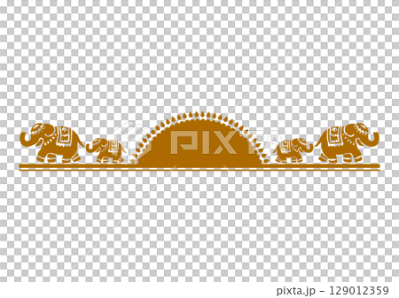 アジア風の装飾。象のイラスト。 129012359