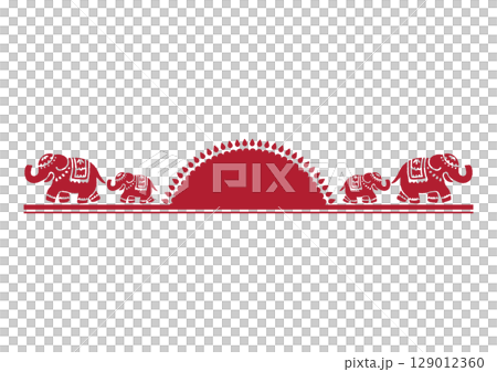 亞洲風格的裝飾。大象插圖。 129012360