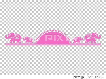 Asian style ornament. Elephant illustration. 129012362