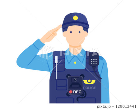 ウェアラブルカメラを装着した警察官のベクターイラスト素材 129012441