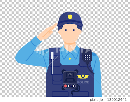 ウェアラブルカメラを装着した警察官のベクターイラスト素材 129012441