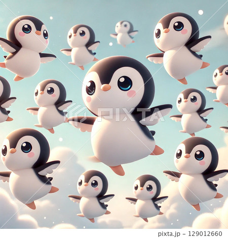 Aerial Penguins in Gentle Formation Aerial Penguins in Gentle Formation 129012660