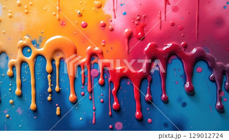 Abstract Texture With Messy Vivid Paint Drops 129012724