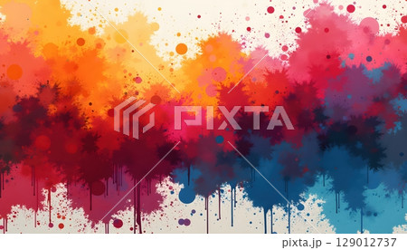 Colorful Ink Splash In Chaotic Artistic Form 129012737