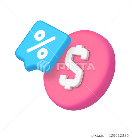 Percent Symbol And Dollar Sign Combination In Blue And Pink 3D Realistic Icon For Financial Projects Percent Symbol And Dollar Sign Combination In Blue And Pink 3D Realistic Icon For Financial Projects 129012886