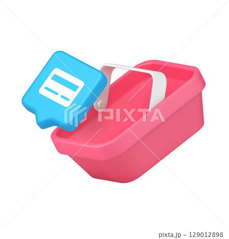 Vibrant Pink Shopping Cart And Blue Payment Icon Representing Modern Online Transactions 3d Icon 129012898