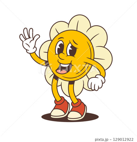 Friendly Flower Character Giving Thumbs Up With Warm Smile And Positive Vibes Vector Illustration 129012922