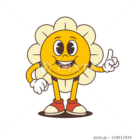 Smiling Flower Character Giving Double Thumbs Up In Positive Encouraging Pose Vector Illustration 129012934