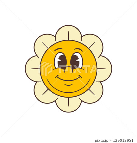 Calm And Gentle Flower Character With Soft Smile And Peaceful Mood Vector Illustration 129012951