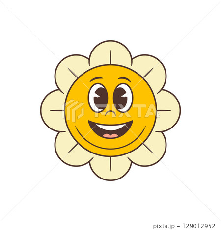 Friendly Flower Character With Bright Smile And Welcoming Expression Vector Illustration 129012952