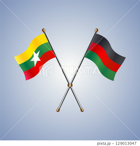 Myanmar and African American flag. Vector Illustration Myanmar and African American flag. Vector Illustration 129013047