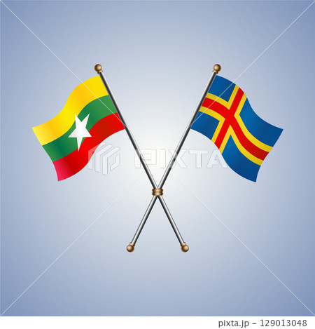 Myanmar and Aland Islands flag. Vector Illustration Myanmar and Aland Islands flag. Vector Illustration 129013048