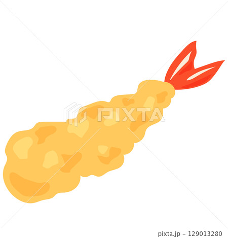 海老の天ぷら　海老天　天ぷら　ベクターイラスト 129013280