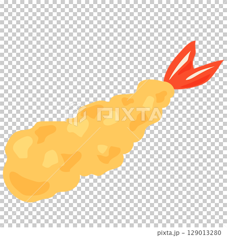 海老の天ぷら　海老天　天ぷら　ベクターイラスト 129013280