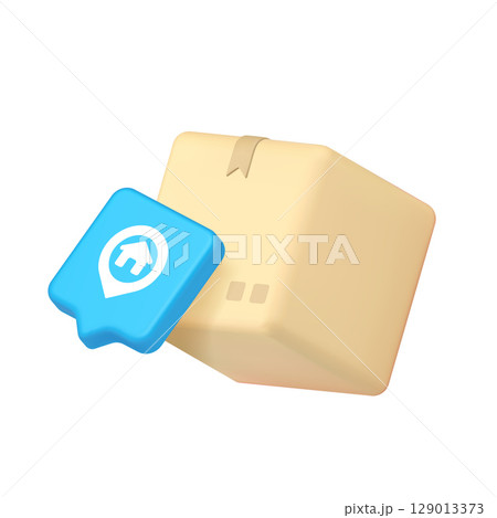 3d Icon Realistic Vector Illustration Of Delivery Parcel With Location Pointer For Modern Business Design 129013373