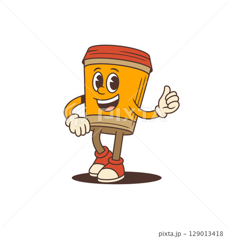 Cheerful Coffee Cup Mascot Showing Thumbs Up And Okay Gesture Friendly Takeaway Drink Vector Illustration Cheerful Coffee Cup Mascot Showing Thumbs Up And Okay Gesture Friendly Takeaway Drink Vector Illustration 129013418