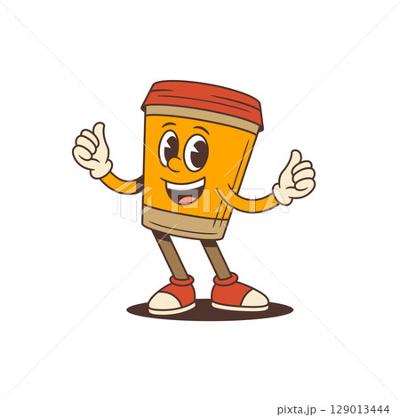 Cheerful Coffee Cup Mascot Welcoming With Open Arms Vector Illustration 129013444