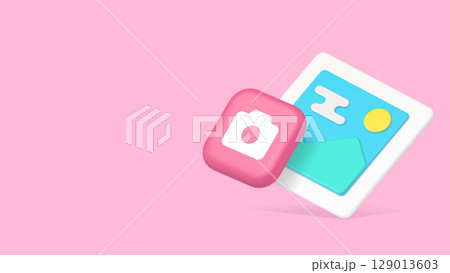 Photo picture image camera multimedia content button copy space banner 129013603