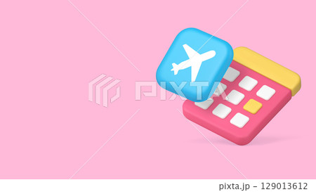 Travel business trip planning calendar data vacation global fly plane copy space banner 129013612