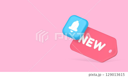 New arrival shopping tag ring bell announcement notification copy space banner 129013615