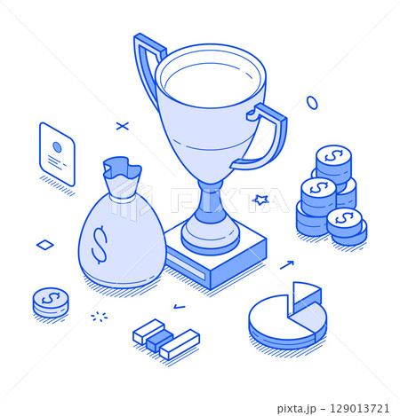 Business achievement productivity and financial efficiency management minimalist isometric vector Business achievement productivity and financial efficiency management minimalist isometric vector 129013721