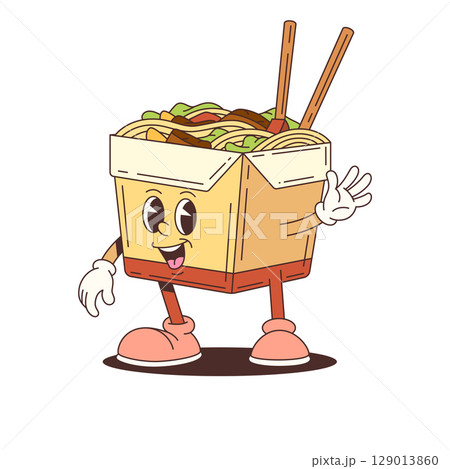 Cheerful Food Mascot Holding Chopsticks Inside Wok Box Asian Cuisine Illustration Vector Design Cheerful Food Mascot Holding Chopsticks Inside Wok Box Asian Cuisine Illustration Vector Design 129013860