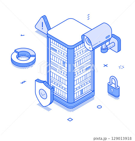 Big data secure analyzing cloud computing network digital information minimalist isometric vector 129013918