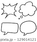 手描きマーカー風の吹き出しセット（黒線アウトラインのみ・4種） 129014121