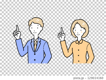 Men and women pointing up 129014160