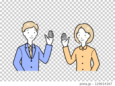 A man and a woman inviting each other 129014167