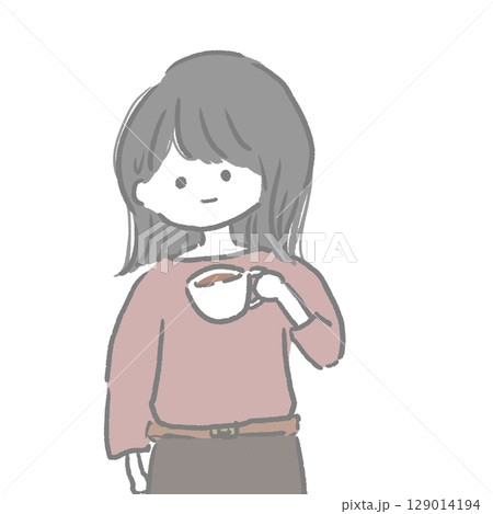 コーヒーを飲んでいる女性 129014194